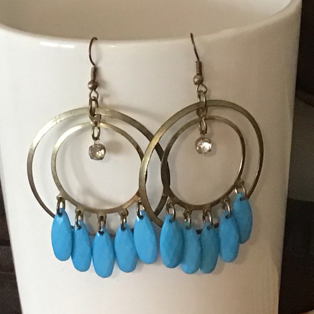 Double hoop with rhinestones and beads